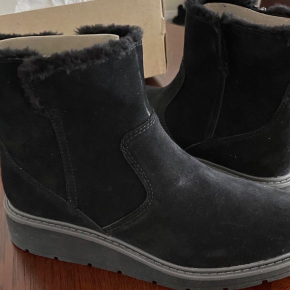 Ankle boots new women Clarks ivery opal black suede size US 8.5 M - Picture 5 of 6